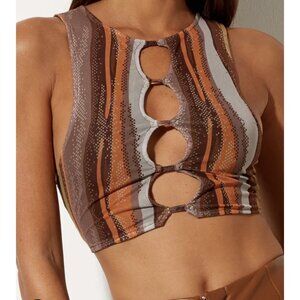 Motel Britta Crop Top In Earthy Gradient Size‎ XXL